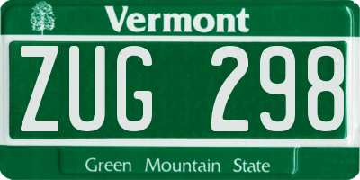 VT license plate ZUG298