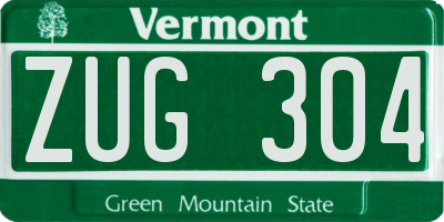 VT license plate ZUG304