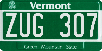 VT license plate ZUG307