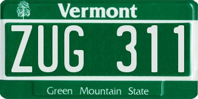 VT license plate ZUG311