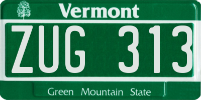 VT license plate ZUG313