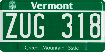 VT license plate ZUG318