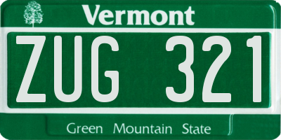 VT license plate ZUG321