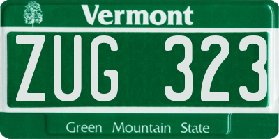 VT license plate ZUG323