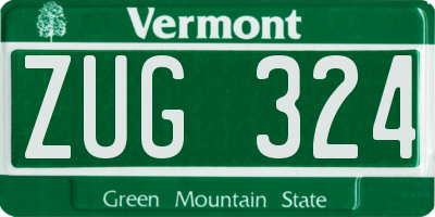 VT license plate ZUG324