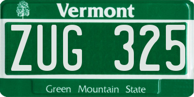 VT license plate ZUG325