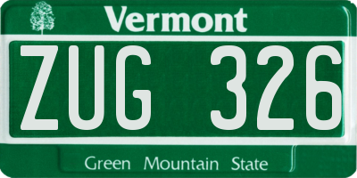 VT license plate ZUG326