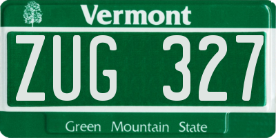VT license plate ZUG327