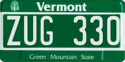 VT license plate ZUG330