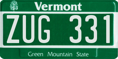 VT license plate ZUG331