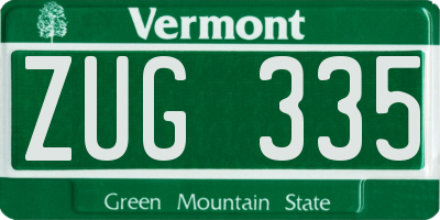 VT license plate ZUG335