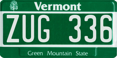VT license plate ZUG336