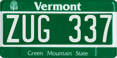 VT license plate ZUG337