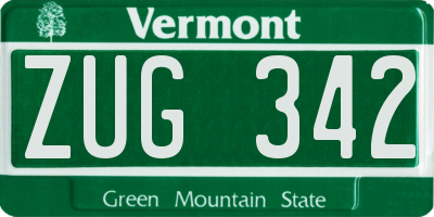 VT license plate ZUG342