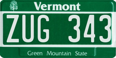 VT license plate ZUG343