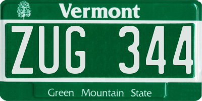 VT license plate ZUG344