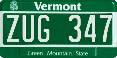 VT license plate ZUG347