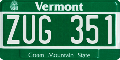 VT license plate ZUG351