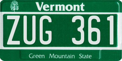 VT license plate ZUG361