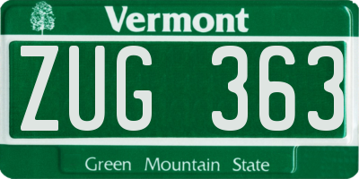 VT license plate ZUG363