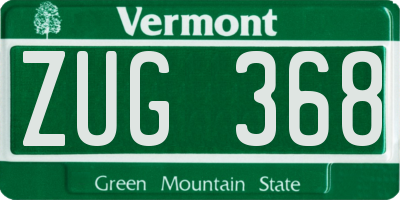 VT license plate ZUG368