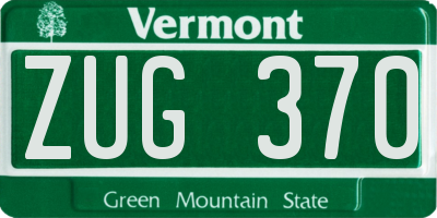 VT license plate ZUG370