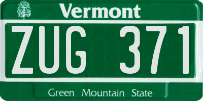 VT license plate ZUG371