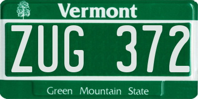 VT license plate ZUG372