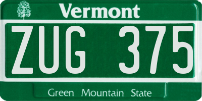 VT license plate ZUG375
