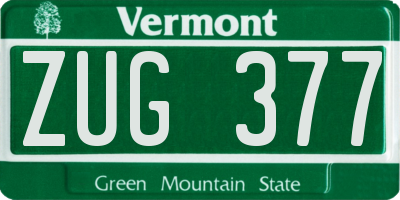 VT license plate ZUG377
