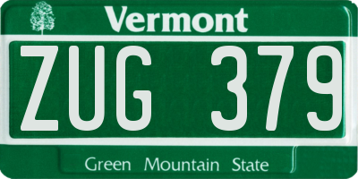 VT license plate ZUG379