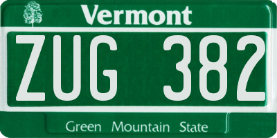 VT license plate ZUG382