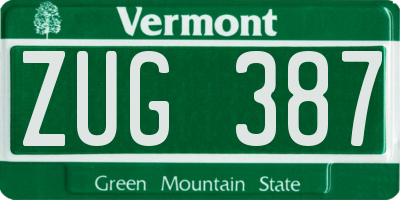 VT license plate ZUG387