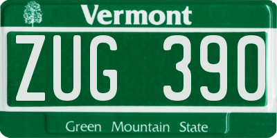 VT license plate ZUG390