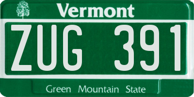 VT license plate ZUG391