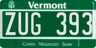 VT license plate ZUG393