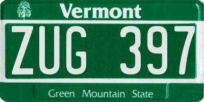 VT license plate ZUG397