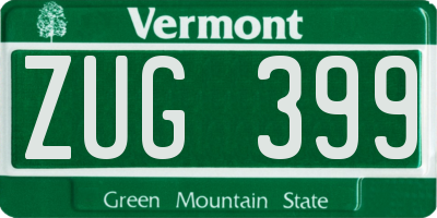 VT license plate ZUG399
