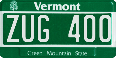 VT license plate ZUG400