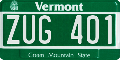 VT license plate ZUG401