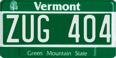 VT license plate ZUG404