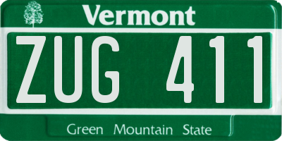 VT license plate ZUG411