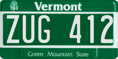 VT license plate ZUG412