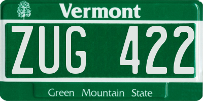 VT license plate ZUG422