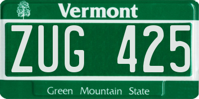 VT license plate ZUG425