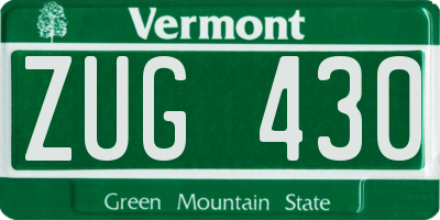 VT license plate ZUG430