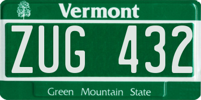 VT license plate ZUG432