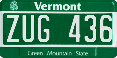 VT license plate ZUG436