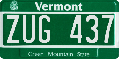 VT license plate ZUG437
