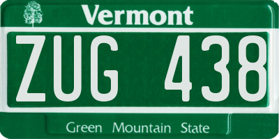 VT license plate ZUG438